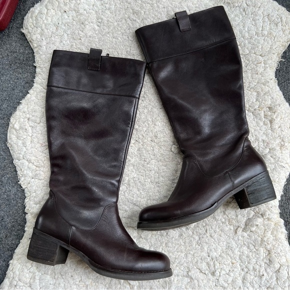 Tara M Brown Leather DIDI Faux Fur Interior Block Heel Rounded Toe Boots Sz 9 - Picture 14 of 14